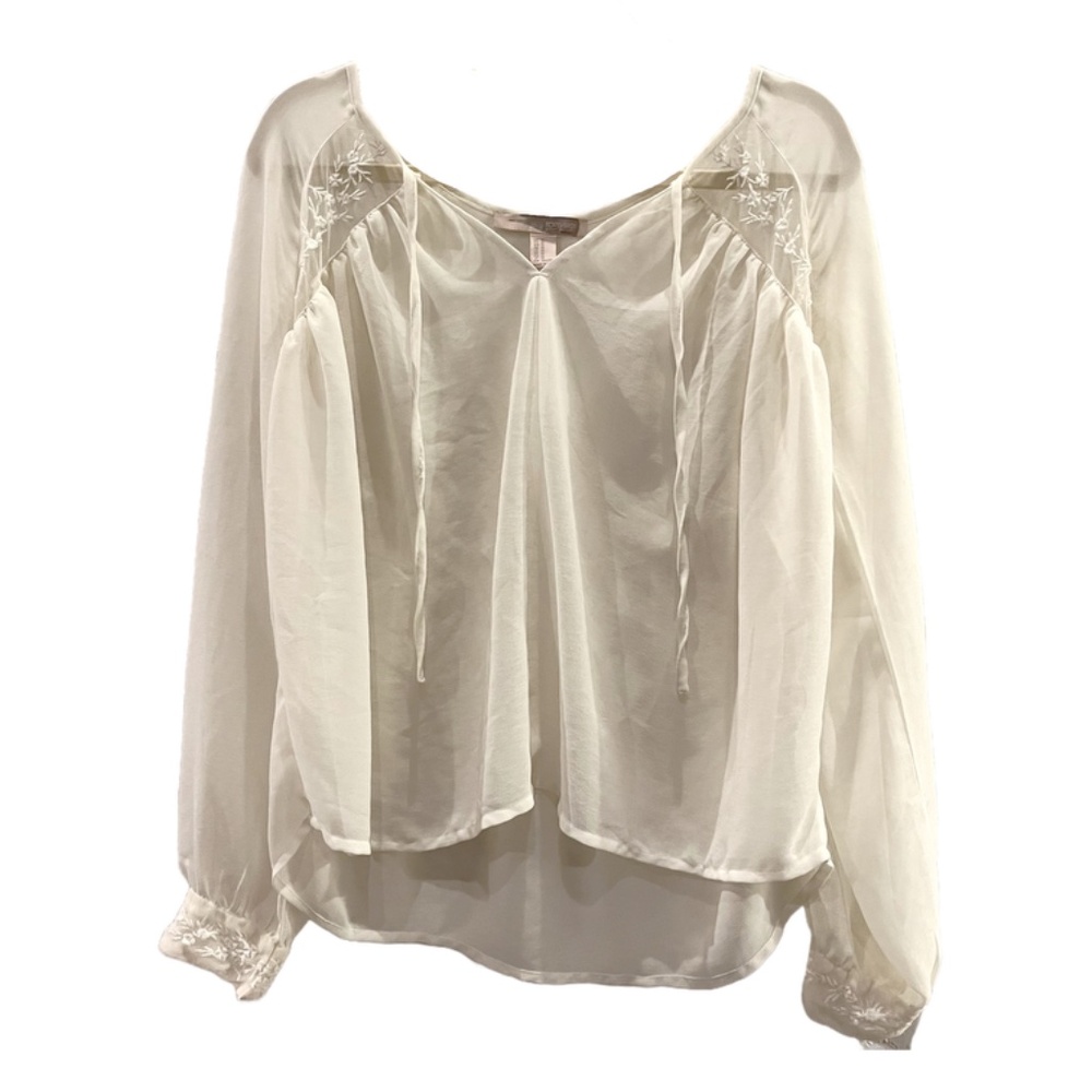 White Sheer Long Sleeve Top